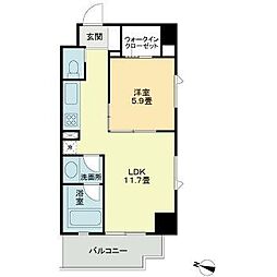 ベルファース本郷弓町 8階1LDKの間取り