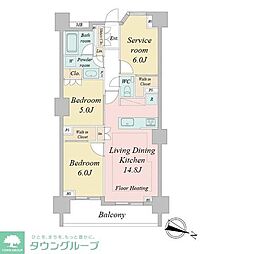 ドゥーエ早稲田 2階2SLDKの間取り