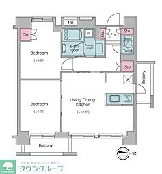 レジディア新宿イースト2 2LDKの間取図画像