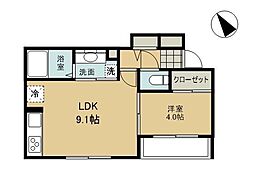 ソレイユ調布 1LDKの間取図画像