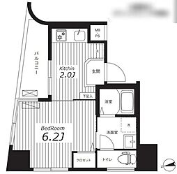 Reno新宿若松町 1Kの間取図画像