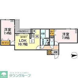 オルテンシア 2LDKの間取図画像