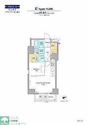 プラウドフラット西早稲田 1LDKの間取図画像