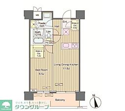 VerdeCourt西新宿 1LDKの間取図画像