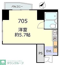 スカイコート後楽園No.2 ワンルームの間取図画像