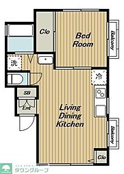 大関ビル 1LDKの間取図画像