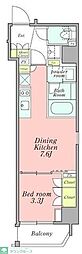 CRESTCOURT新宿山吹町 1DKの間取図画像