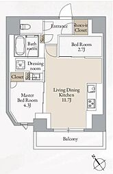 クロスレジデンス高田馬場 1SLDKの間取図画像
