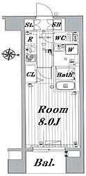 メイクスデザイン新宿 1Kの間取図画像