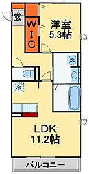 メルベーユおおたかの森　1号棟 1階1LDKの間取り