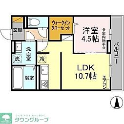 アベニール 2階1LDKの間取り