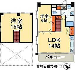 アーク松の木通り 6階1LDKの間取り