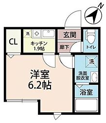 リバーパーク三郷 3階1Kの間取り