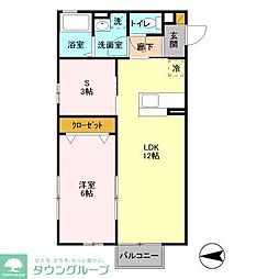 アサミエレガンス 2階1SLDKの間取り