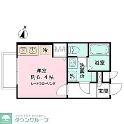 シャディグローブ 2階ワンルームの間取り