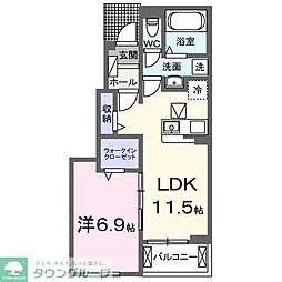 シャーロットタウンVII 1階1LDKの間取り