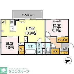 アベニュー　Ａ 2階2LDKの間取り