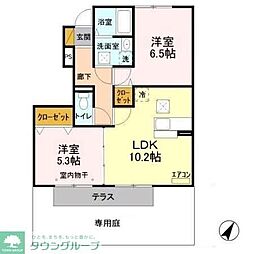 パークス中野台 1階2LDKの間取り