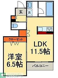 東武野田線 豊四季駅 徒歩23分の賃貸マンション 1階1LDKの間取り