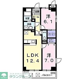 リベラ　サンリット　カーサ 7階2LDKの間取り