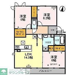 ロイジェントパークス　レイクタウン II　C 1階3LDKの間取り
