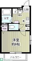 ジェンティーレ 2階1Kの間取り