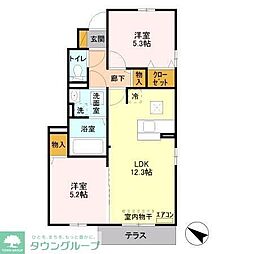 グランマーム 1階2LDKの間取り