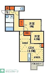JR常磐線 柏駅 徒歩13分の賃貸マンション 3階2LDKの間取り