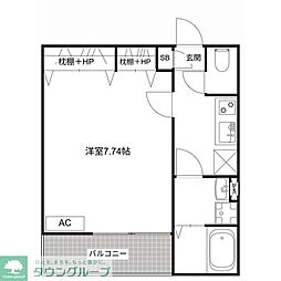 MQuarto柏III 2階1Kの間取り