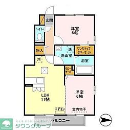 モダンコート　クレシア 1階2LDKの間取り