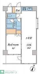 明治レジデンス 1階1LDKの間取り