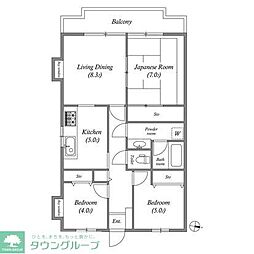 市川東レジデンス 2階3LDKの間取り