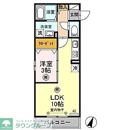 メルヴェーユ八潮中央　Ｂ 3階1LDKの間取り
