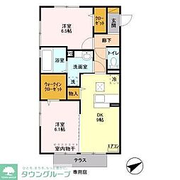 ルミエール 1階2DKの間取り