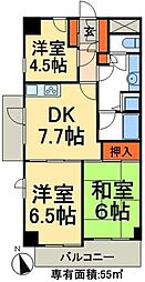 インシュランスビルXIV北松戸 7階3DKの間取り