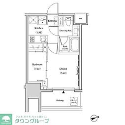 ザ・パークハビオ北千住 1DKの間取図画像