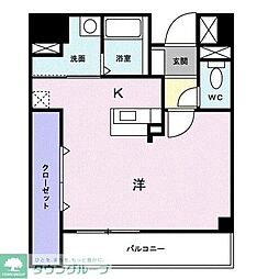 ユノディエール 1Kの間取図画像