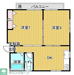 カーサピッコラ 2DKの間取図画像