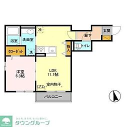 AXIS松戸 1LDKの間取図画像