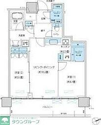 パークシティ柏の葉キャンパスザ・ゲートタワーウエスト 2LDKの間取図画像