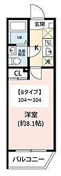 VISTA柏 1Kの間取図画像