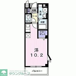 プリムローズ2 1Kの間取図画像