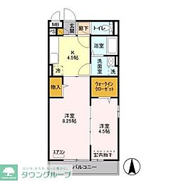 プランドール幸房弐番館 2Kの間取図画像