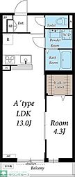 リブリ・二ツ木 1LDKの間取図画像