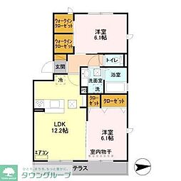 アローフィールドB 2LDKの間取図画像