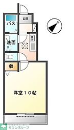 スカイウォーター 1Kの間取図画像