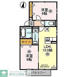 エターナヴィレッジA 2LDKの間取図画像