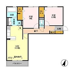 コンフォールコート2 2LDKの間取図画像