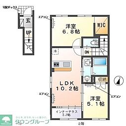 ヴァンベール 2LDKの間取図画像