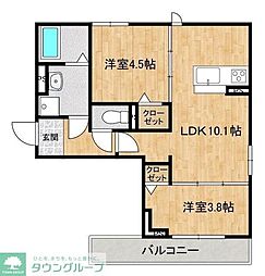 アルコイーリス 2LDKの間取図画像
